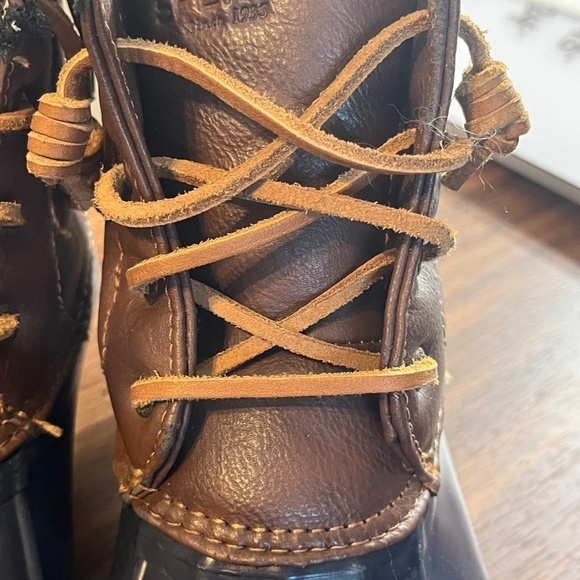 Sperry Boots 4 Saltwater Brown Leather Rubber Heeled Snow Ski Preppy Classic - Picture 7 of 13